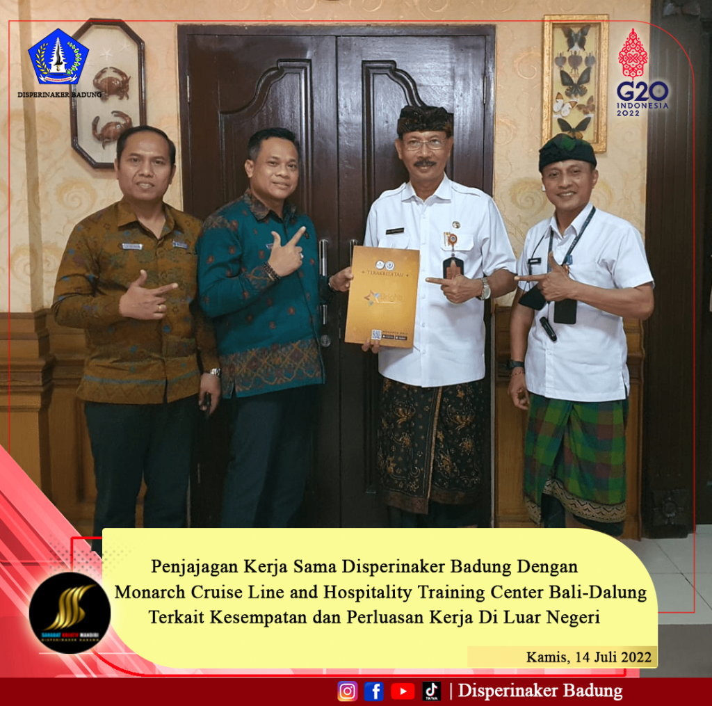 Penjajagan Kerjasama Disperinaker Badung dengan Monarch Cruise Line and Hospitality Training Center Bali - Dalung terkait Kesempatan dan Perluasan Kerja di Luar Negeri